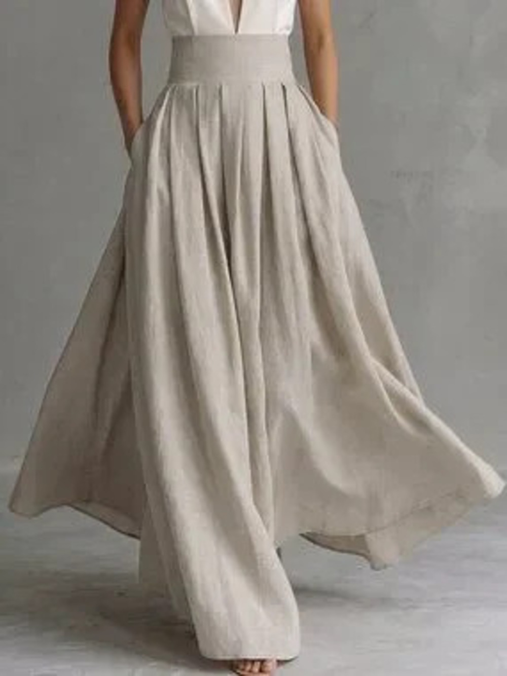 ZARA Beige Casual Women's Elegant Loose Skirt